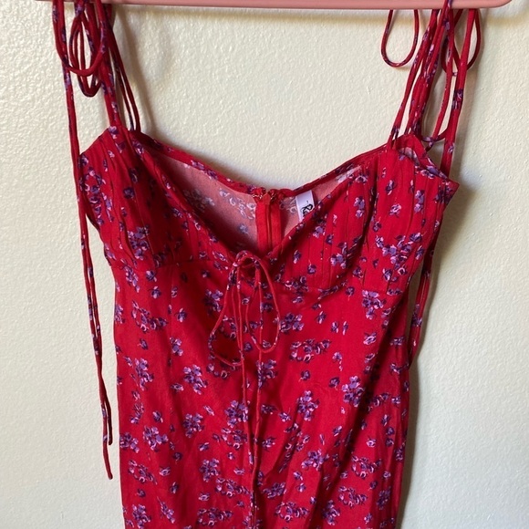 Rat & Boa Women’s Fia Red Micro Floral Tie Strap Dress Size M Mini Slip Dress - Picture 4 of 11